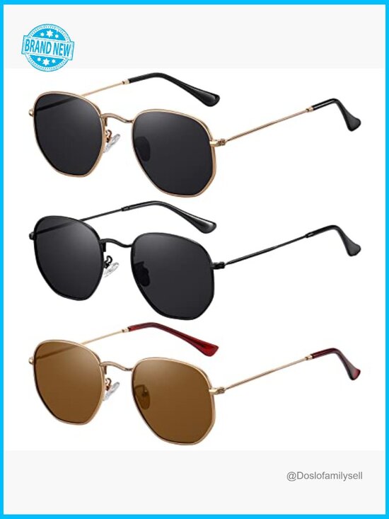 Polarized Hexagon Sunglasses Metal Frame Retro Classic UV400 Protection Unisex